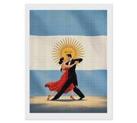 Argentine Flag Tango Diamond DIY Painting Kits Square Full Drill Digital Art Craft for Home Office Wall Decor