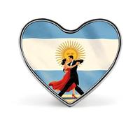 Argentine Flag Tango Novelty Brooches & Pins Heart Personalised Metal Lapel Badge With Butterfly Clutch Clasp