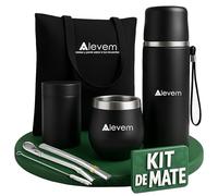 Argentine Mate Kit Complete 7 Pcs - Includes Matte Pumpkin, 2 Matte Bulbs, Argentine Thermos Mate 1L, Storage Box for Yerba Mate Argentina and Bag to Carry the Mate Kit - Mate Argentino Set