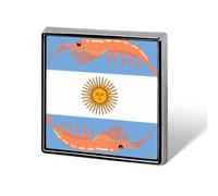 Argentine Red Shrimp Argentina Flag Badge Pin Brooch Square Shape Button Aluminum Decor for Backpacks Hats 0.7 Inch