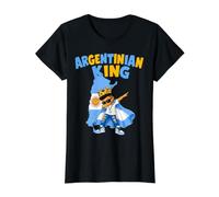 Argentinian King Argentina Flag Dabbing Boy Heritage Pride Value Graphic T-Shirt, Women, Black, XL