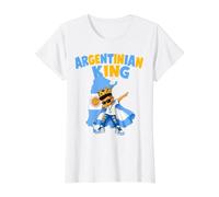 Argentinian King Argentina Flag Dabbing Boy Heritage Pride Value Graphic T-Shirt, Women, White, M
