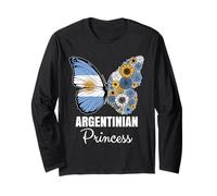 Argentinian Princess Butterfly Roots Argentina Heritage Long Sleeve T-Shirt