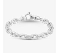 Argentium Silver 7.5 Inch Textured Link Chain Bracelet ARG-94302-7.5
