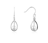 Argento Caged Pearl Crystal Drop Earrings