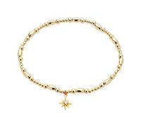 Argento Gold 14k Plated Star Beaded Bracelet - Gold