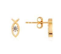 Argento Gold Ichthys Faith Fish Earrings - Silver
