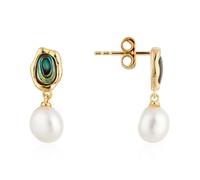 Argento Gold Molten Abalone Pearl Earrings - Gold