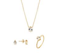 Argento Gold White Topaz Solitaire Gift Set