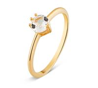 Argento Gold White Topaz Solitaire Ring - 50