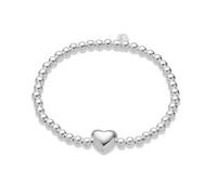 Argento Recycled Silver Beaded Heart Bracelet - One Size