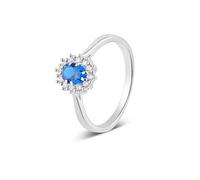 Argento Silver Blue Oval Ring - 50