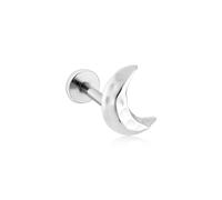 Argento Silver Crescent Moon Single Flatback Earring - Silver