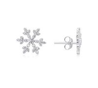 Argento Silver Crystal Snowflake Earrings - 925 Silver