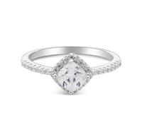 Argento Silver Cushion Cut Halo Ring - 54