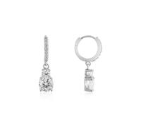 Argento Silver CZ Huggie Hoop Earrings - Silver