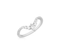 Argento Silver CZ Wish Bone Ring - 62