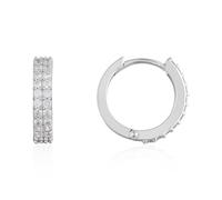 Argento Silver Double Pavé 13mm Hoop Earrings - Silver