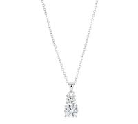 Argento Silver Double Solitaire Necklace - Silver