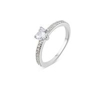 Argento Silver Heart Shape CZ Stone Ring - 56