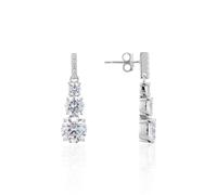 Argento Silver Triple Halo Drop Earrings - Silver