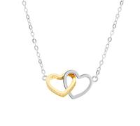 Argento Two Tone Interlinked Heart Necklace - Silver