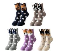 Arglfty Dog Socks Women 5 Pair, Dog Mum Gifts, Funny Ladies Cute Socks Uk 4-7, Novelty Cotton Crew Socks With Pattern, Stocking Fillers, Birthday Christmas Secret Santa Gifts For Dog Lovers