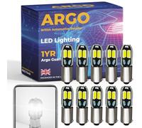 Argo 10 Pcs H6w Bax9s Led Bulbs 8 Smd Xenon White 12v Car Light Bulbs Car Interior 434 433 T4W Number Plate Light Bulb Map Dome Van Side Marker Light Reverse Light Side Light Bulb
