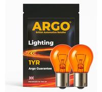 Argo 581 PY21W Indicator Bulbs 12V 21W BAU15S Orange Amber Turn Signal Hazard Light Road Legal Halogen Headlight Bulb - Pack of 2 Replacement