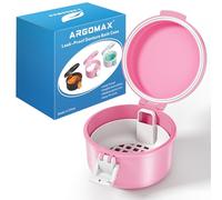ARGOMAX Leak Proof Denture Bath Cup, Portable Soaking Denture Box, Denture Bath Case with Strainer, for Dentures and Braces (Pink+White)