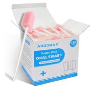 ARGOMAX Mouth Swabs, Paper Stick Oral Swabs, Individually Wrapped Odorless Dental Sponge Swabsticks for Mouth & Gum Cleaning, Sawtooth shape-Pink-100PCS.