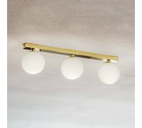Argon Ceiling lamp Fatis opal glass/brass 3-bulb long