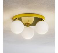 Argon Ceiling lamp Fatis opal glass/brass 3-bulb round