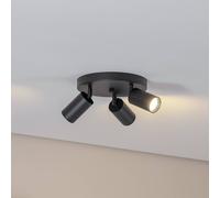 Argon Ceiling spotlight Sado black steel adjustable 3-bulb round