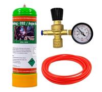 Argon CO2 Mix Disposable 2.2L Gas Bottle Cylinder KIT Welding Regulator Flow Gauge (Argon 98% / CO2 2%)