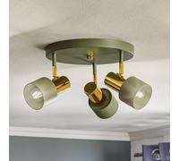 Argon Destin ceiling spotlight, 3-bulb green/brass