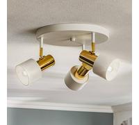 Argon Destin ceiling spotlight, 3-bulb, white/brass
