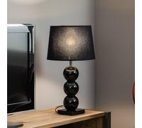 Argon Fulda textile table lamp, glass decoration, black