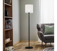 Argon Harris textile floor lamp, black base, white lampshade