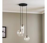 Argon Kaja pendant light, 3-bulb, clear glass shades