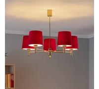 Argon Polo pendant light, 5-bulb, brass/pink
