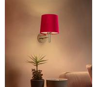 Argon Polo wall light, textile shade, brass/pink