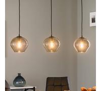 Argon Svala hanging light, round glass shades, 3-bulb, linear