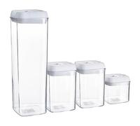 Argon Table Food Storage Containers with Airtight Flip Lock Lids - 4-Piece - White - Plastic Storage Tubs Tupperware Pantry Food Organiser for Cereal, Oats, Sugar, Coffee, Biscuits, Tea