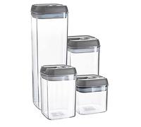 Argon Table Food Storage Containers with Airtight Flip Lock Lids - 7-Piece - Grey - Plastic Storage Tubs Tupperware Pantry Food Organiser for Cereal, Oats, Sugar, Coffee, Biscuits, Tea