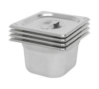 Argon Tableware Stainless Steel Gastronorm Containers With Lids - 1/6 100mm - 1.5L - Pack Of 4