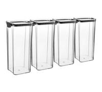 Argon Tableware Food Storage Containers - 1.8L - Black - Pack of 4 - Clear Airtight Reusable Stackable Freezer Storage Meal Prep Container Lunch Tupperware Box with Clip-Lock Lid