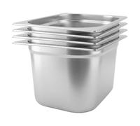 Argon Tableware 11L Gastronorm Containers 1/2 GN 200mm - Pack of 4 | 1/2 GN Pans, Pack of 4, 200mm Deep, 11L Capacity, Stainless Steel, Dishwasher Safe, Catering & Buffet Use