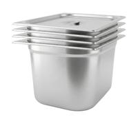 Argon Tableware Stainless Steel Gastronorm Containers With Lids - 1/2 200mm - 11L - Pack Of 4