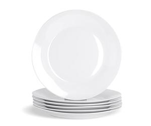 Argon Tableware 12-Piece Classic White Dinner Plates 27cm - Dishwasher and Microwave Safe Porcelain 10.5 inches Large Main Course Plate Dinner Serving Dishes Set